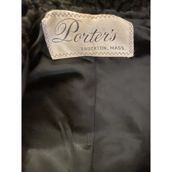 VTG Black Curly Persian Lamb Wool Coat w Mink Collar Mob Wife Quiet Luxury 50s S - Picture 10 of 13